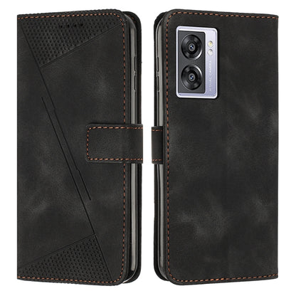 OPPO A57 5G 2022 Dream Triangle Leather Wallet Phone Case with Lanyard, Card Slot, Cash Compartment, Foldable Kickstand, Shockproof PU TPU Protective Cover