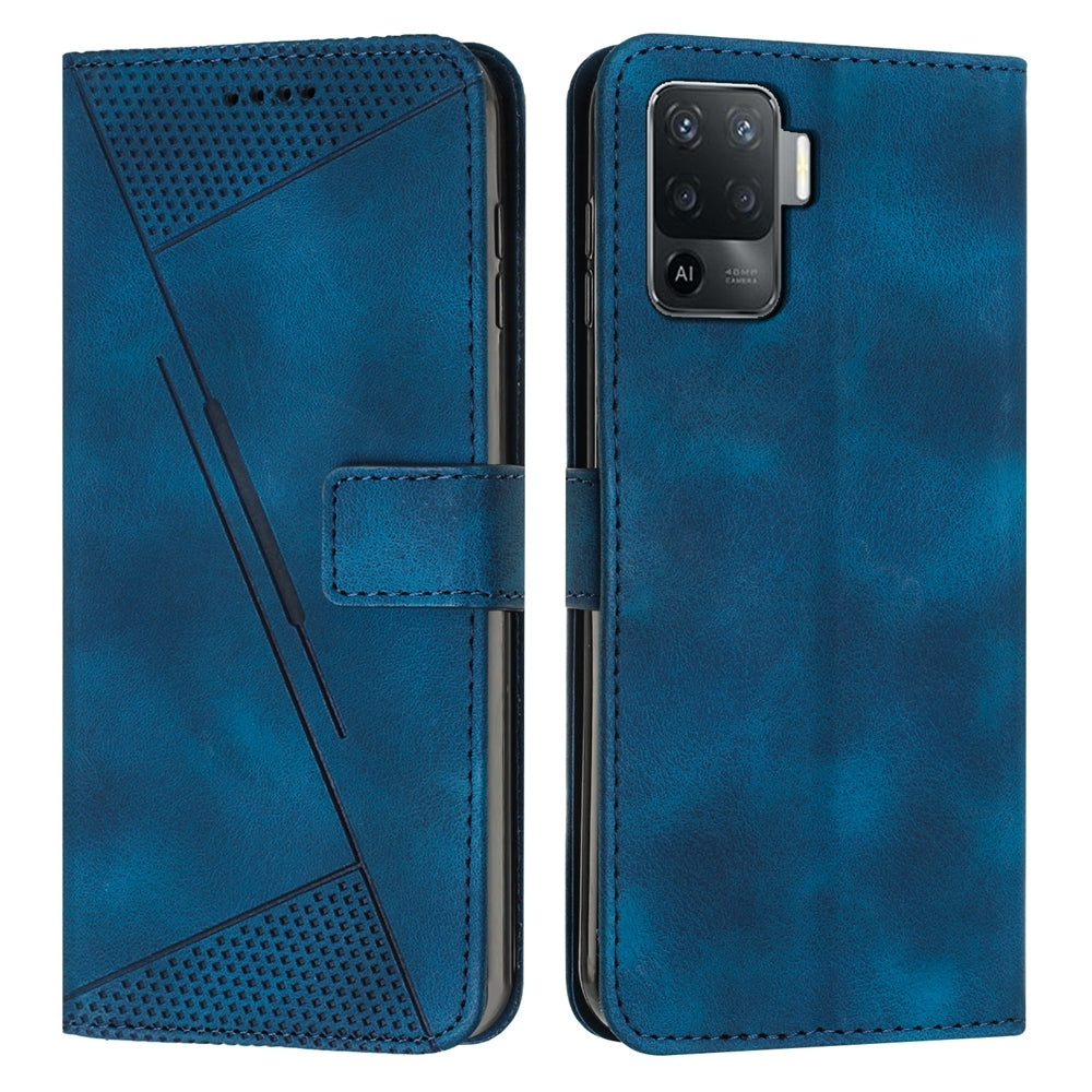 OPPO A94 4G Dream Triangle Leather Wallet Phone Case with Lanyard, Card Slot, Cash Compartment, Foldable Kickstand, Shockproof PU TPU Protective Cover