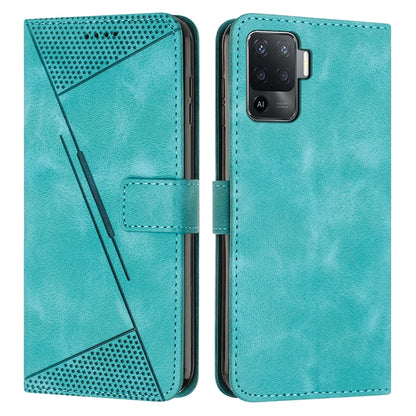 OPPO F19 Pro Dream Triangle Leather Wallet Phone Case with Lanyard, Card Slot, Cash Compartment, Foldable Kickstand, Shockproof PU TPU Protective Cover
