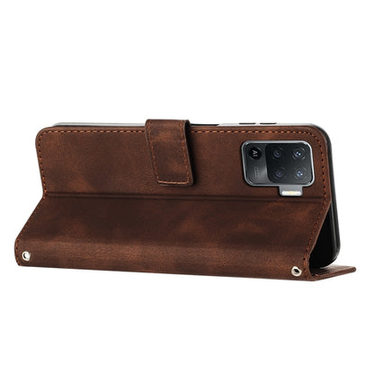 OPPO A94 4G Dream Triangle Leather Wallet Phone Case with Lanyard, Card Slot, Cash Compartment, Foldable Kickstand, Shockproof PU TPU Protective Cover