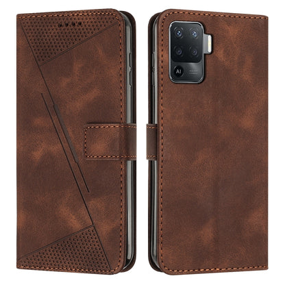 OPPO F19 Pro Dream Triangle Leather Wallet Phone Case with Lanyard, Card Slot, Cash Compartment, Foldable Kickstand, Shockproof PU TPU Protective Cover