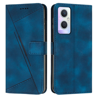 OPPO A96 5G Dream Triangle Leather Wallet Phone Case with Lanyard, Card Slot, Cash Compartment, Foldable Kickstand, Shockproof PU TPU Protective Cover