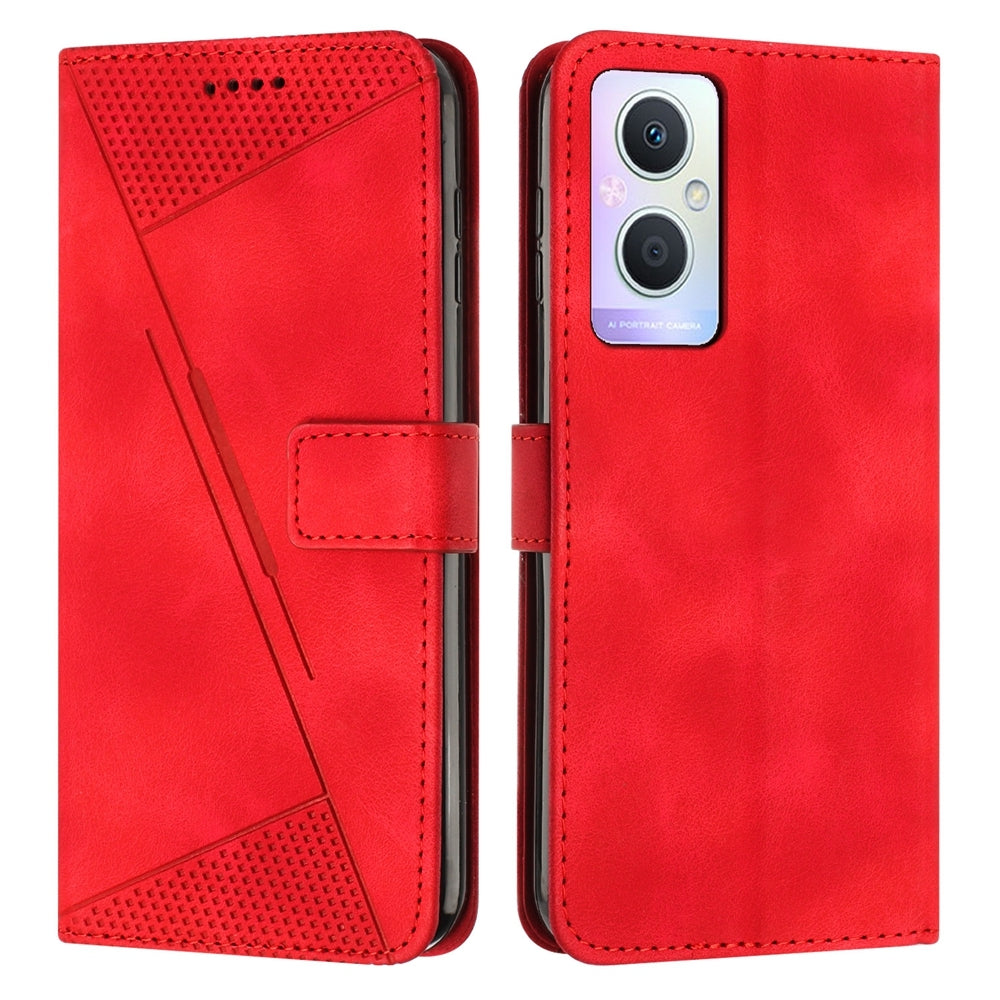OPPO A96 5G Dream Triangle Leather Wallet Phone Case with Lanyard, Card Slot, Cash Compartment, Foldable Kickstand, Shockproof PU TPU Protective Cover
