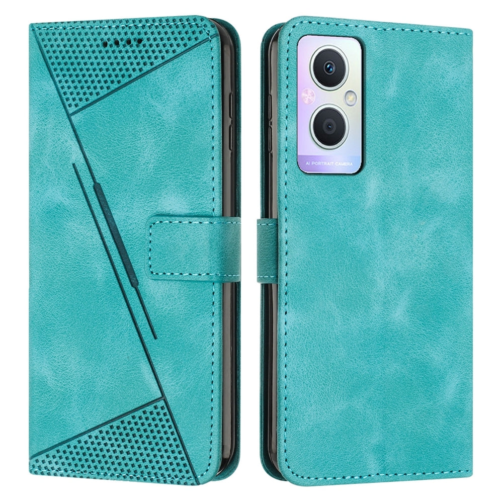 OPPO A96 5G Dream Triangle Leather Wallet Phone Case with Lanyard, Card Slot, Cash Compartment, Foldable Kickstand, Shockproof PU TPU Protective Cover