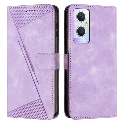 OPPO A96 5G Dream Triangle Leather Wallet Phone Case with Lanyard, Card Slot, Cash Compartment, Foldable Kickstand, Shockproof PU TPU Protective Cover