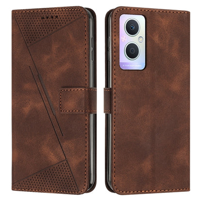 OPPO A96 5G Dream Triangle Leather Wallet Phone Case with Lanyard, Card Slot, Cash Compartment, Foldable Kickstand, Shockproof PU TPU Protective Cover