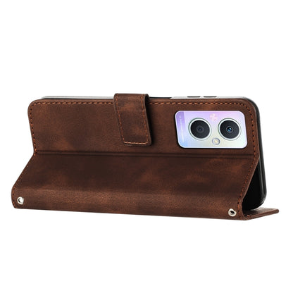 OPPO A96 5G Dream Triangle Leather Wallet Phone Case with Lanyard, Card Slot, Cash Compartment, Foldable Kickstand, Shockproof PU TPU Protective Cover