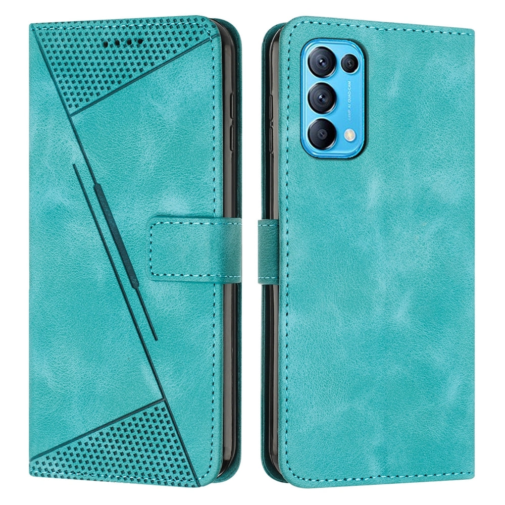 OPPO Find X3 Lite Dream Triangle Leather Wallet Phone Case with Lanyard, Card Slot, Cash Compartment, Foldable Kickstand, Shockproof PU TPU Protective Cover