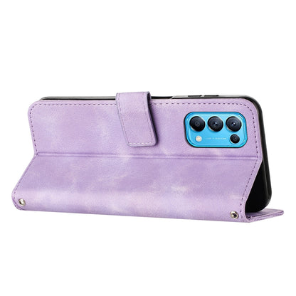 OPPO Reno5 Dream Triangle Leather Wallet Phone Case with Lanyard, Card Slot, Cash Compartment, Foldable Kickstand, Shockproof PU TPU Protective Cover