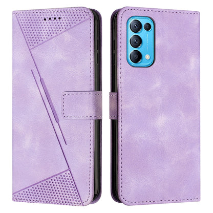 OPPO Find X3 Lite Dream Triangle Leather Wallet Phone Case with Lanyard, Card Slot, Cash Compartment, Foldable Kickstand, Shockproof PU TPU Protective Cover