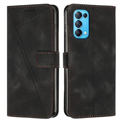 OPPO Find X3 Lite Dream Triangle Leather Wallet Phone Case with Lanyard, Card Slot, Cash Compartment, Foldable Kickstand, Shockproof PU TPU Protective Cover
