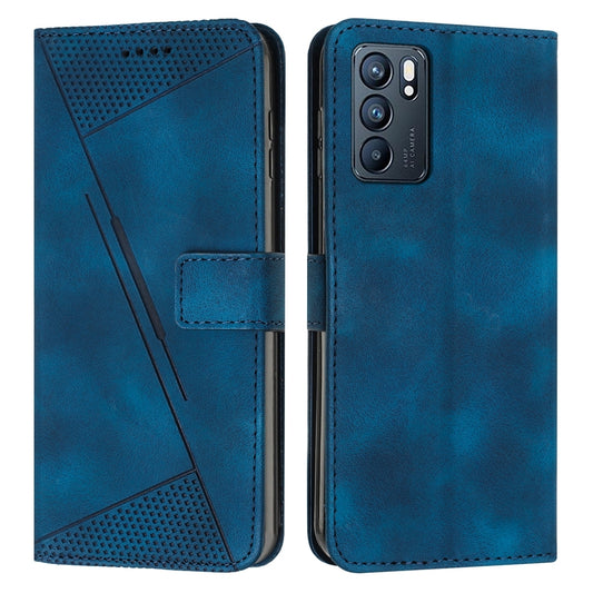 OPPO Reno6 5G Dream Triangle Leather Wallet Phone Case with Lanyard, Card Slot, Cash Compartment, Foldable Kickstand, Shockproof PU TPU Protective Cover