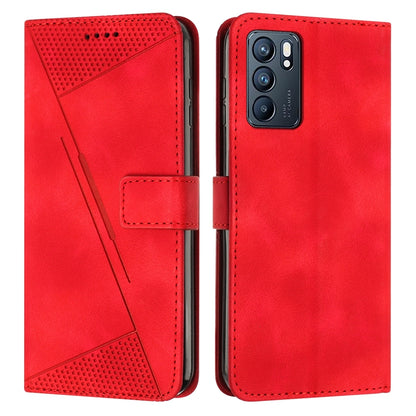 OPPO Reno6 5G Dream Triangle Leather Wallet Phone Case with Lanyard, Card Slot, Cash Compartment, Foldable Kickstand, Shockproof PU TPU Protective Cover