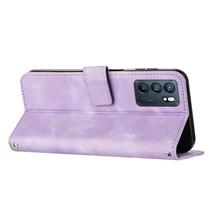 OPPO Reno6 5G Dream Triangle Leather Wallet Phone Case with Lanyard, Card Slot, Cash Compartment, Foldable Kickstand, Shockproof PU TPU Protective Cover