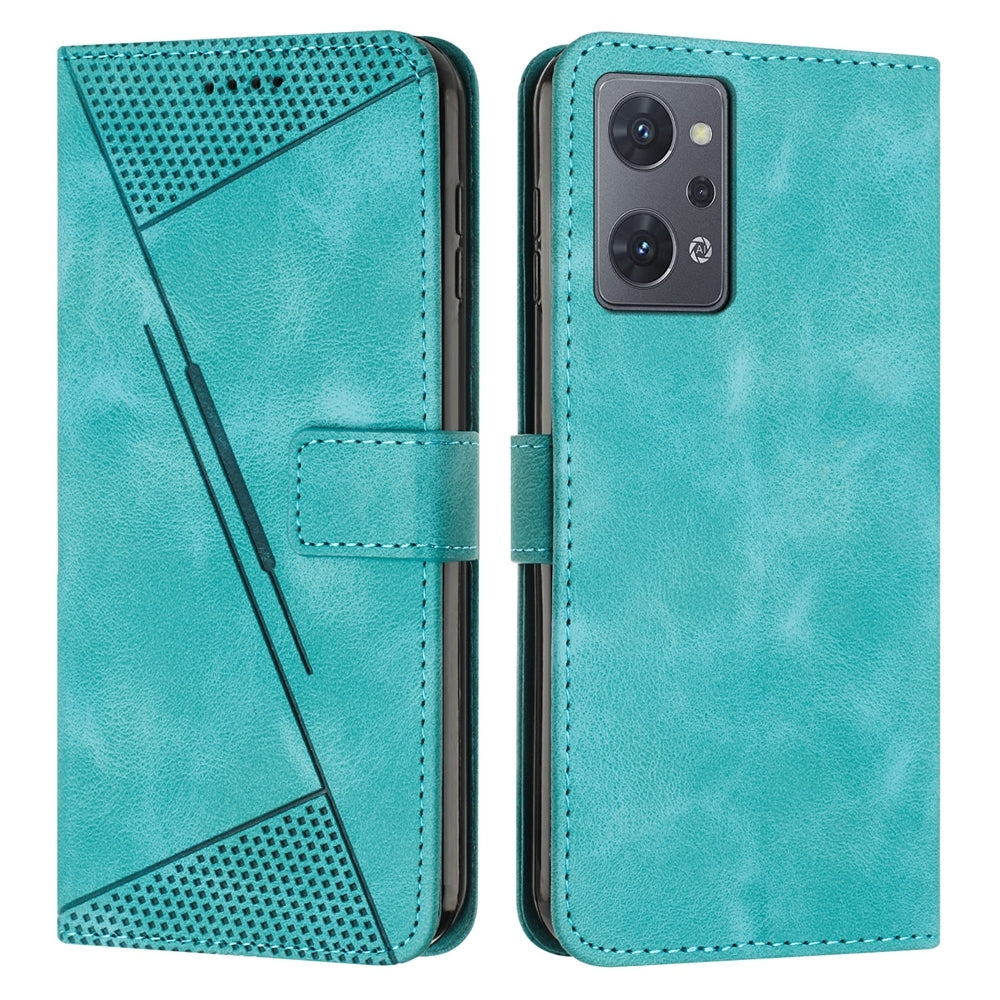 OPPO Reno7 A JP Version Dream Triangle Leather Wallet Phone Case with Lanyard, Card Slot, Cash Compartment, Foldable Kickstand, Shockproof PU TPU Protective Cover