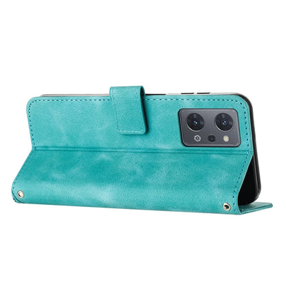 OPPO Reno7 A JP Version Dream Triangle Leather Wallet Phone Case with Lanyard, Card Slot, Cash Compartment, Foldable Kickstand, Shockproof PU TPU Protective Cover