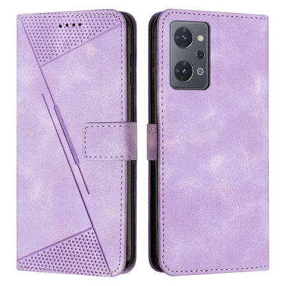 OPPO Reno7 A JP Version Dream Triangle Leather Wallet Phone Case with Lanyard, Card Slot, Cash Compartment, Foldable Kickstand, Shockproof PU TPU Protective Cover