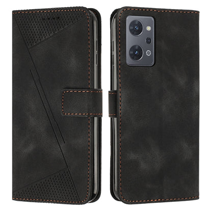OPPO Reno7 A JP Version Dream Triangle Leather Wallet Phone Case with Lanyard, Card Slot, Cash Compartment, Foldable Kickstand, Shockproof PU TPU Protective Cover