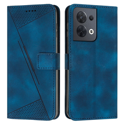 OPPO Reno8 5G Dream Triangle Leather Wallet Phone Case with Lanyard, Card Slot, Cash Compartment, Foldable Kickstand, Shockproof PU TPU Protective Cover