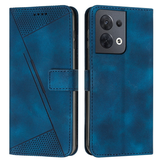 OPPO Reno8 5G Dream Triangle Leather Wallet Phone Case with Lanyard, Card Slot, Cash Compartment, Foldable Kickstand, Shockproof PU TPU Protective Cover