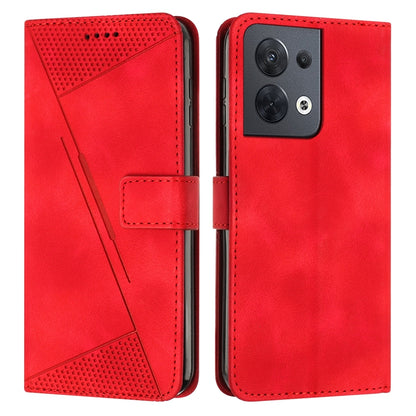 OPPO Reno8 5G Dream Triangle Leather Wallet Phone Case with Lanyard, Card Slot, Cash Compartment, Foldable Kickstand, Shockproof PU TPU Protective Cover