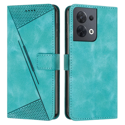 OPPO Reno8 5G Dream Triangle Leather Wallet Phone Case with Lanyard, Card Slot, Cash Compartment, Foldable Kickstand, Shockproof PU TPU Protective Cover