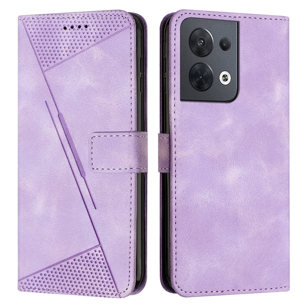 OPPO Reno8 5G Dream Triangle Leather Wallet Phone Case with Lanyard, Card Slot, Cash Compartment, Foldable Kickstand, Shockproof PU TPU Protective Cover