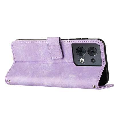 OPPO Reno8 5G Dream Triangle Leather Wallet Phone Case with Lanyard, Card Slot, Cash Compartment, Foldable Kickstand, Shockproof PU TPU Protective Cover