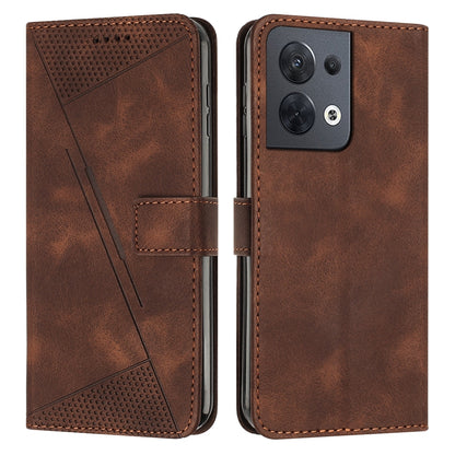 OPPO Reno8 5G Dream Triangle Leather Wallet Phone Case with Lanyard, Card Slot, Cash Compartment, Foldable Kickstand, Shockproof PU TPU Protective Cover