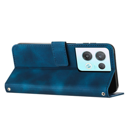 OPPO Reno8 Pro Dream Triangle Leather Wallet Phone Case with Lanyard, Card Slot, Cash Compartment, Foldable Kickstand, Shockproof PU TPU Protective Cover