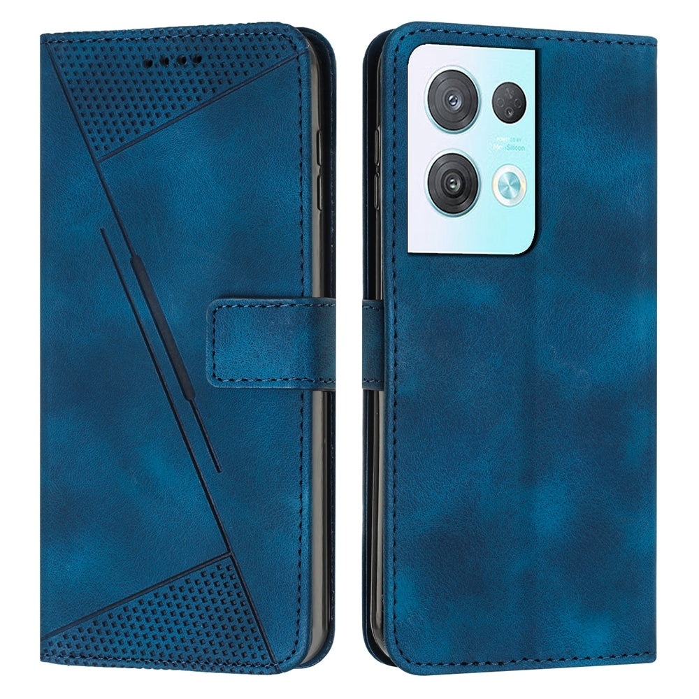 OPPO Reno8 Pro+ Dream Triangle Leather Wallet Phone Case with Lanyard, Card Slot, Cash Compartment, Foldable Kickstand, Shockproof PU TPU Protective Cover