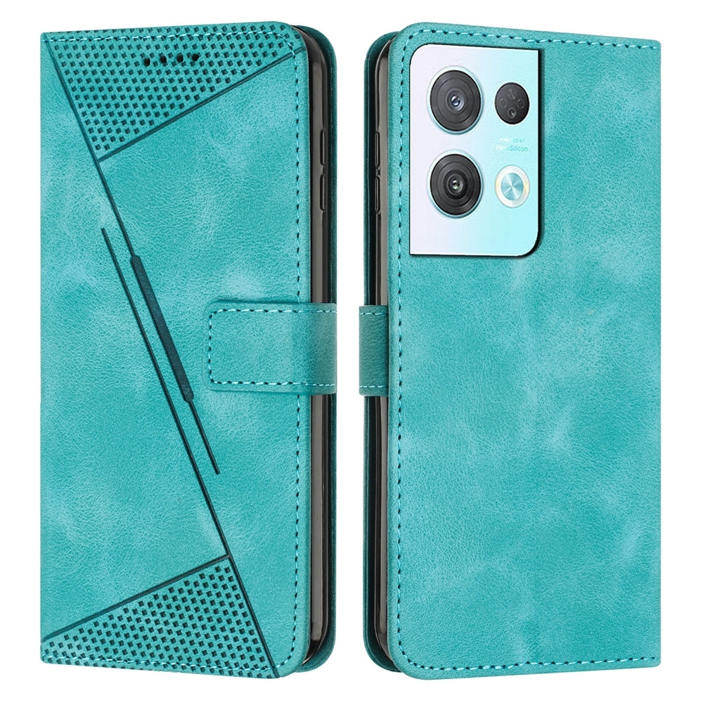 OPPO Reno8 Pro Dream Triangle Leather Wallet Phone Case with Lanyard, Card Slot, Cash Compartment, Foldable Kickstand, Shockproof PU TPU Protective Cover