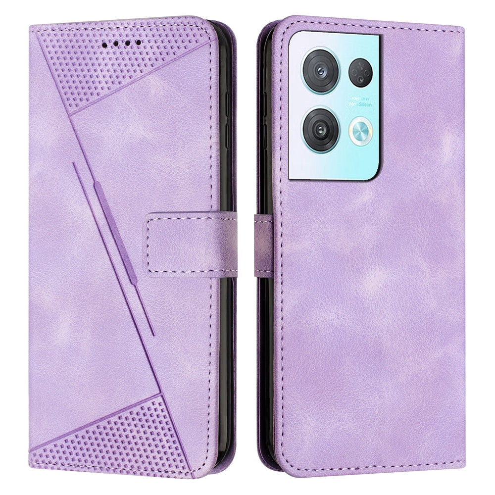 OPPO Reno8 Pro Dream Triangle Leather Wallet Phone Case with Lanyard, Card Slot, Cash Compartment, Foldable Kickstand, Shockproof PU TPU Protective Cover