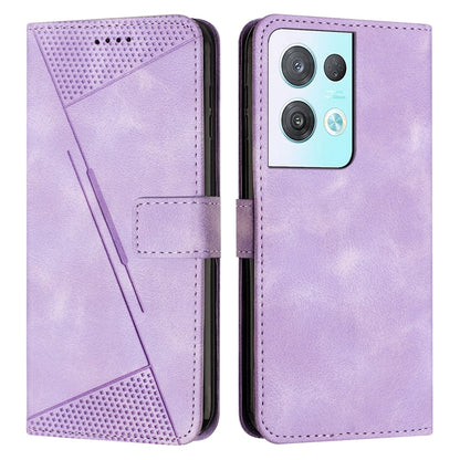 OPPO Reno8 Pro Dream Triangle Leather Wallet Phone Case with Lanyard, Card Slot, Cash Compartment, Foldable Kickstand, Shockproof PU TPU Protective Cover