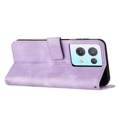 OPPO Reno8 Pro Dream Triangle Leather Wallet Phone Case with Lanyard, Card Slot, Cash Compartment, Foldable Kickstand, Shockproof PU TPU Protective Cover