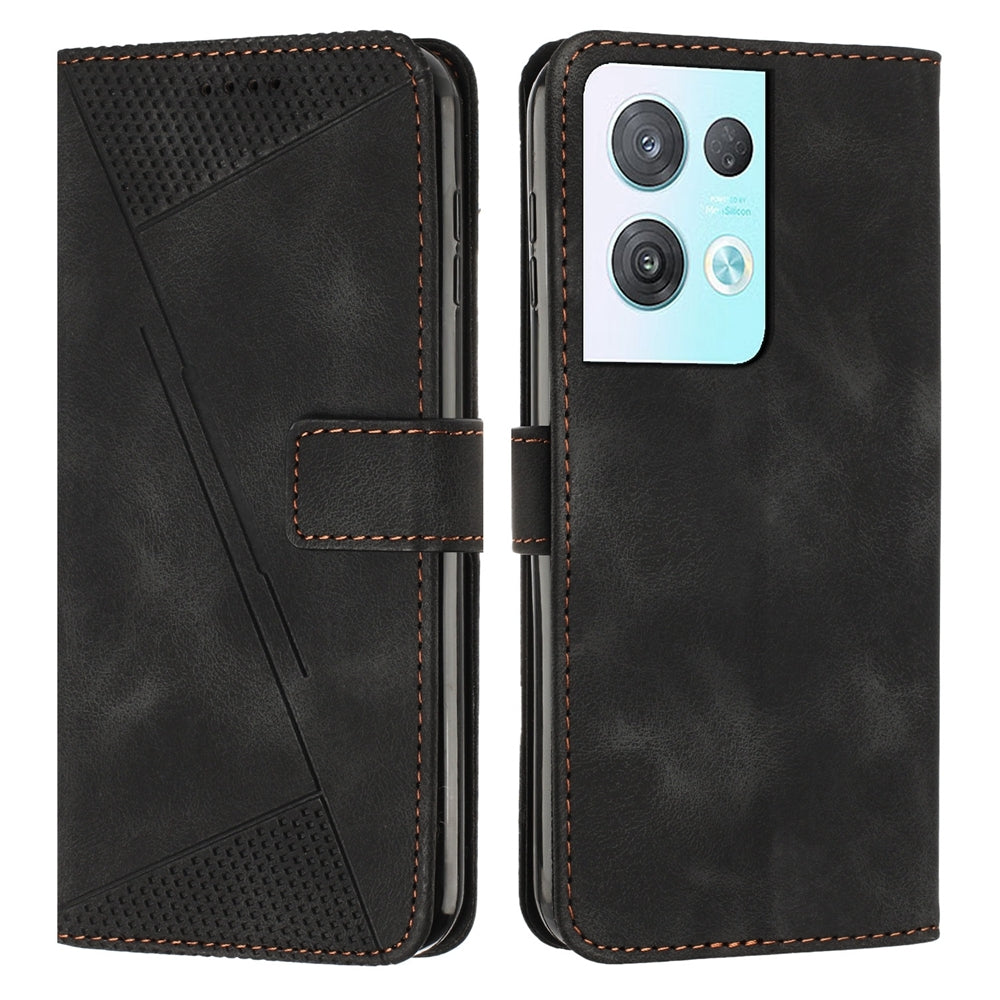 OPPO Reno8 Pro+ Dream Triangle Leather Wallet Phone Case with Lanyard, Card Slot, Cash Compartment, Foldable Kickstand, Shockproof PU TPU Protective Cover