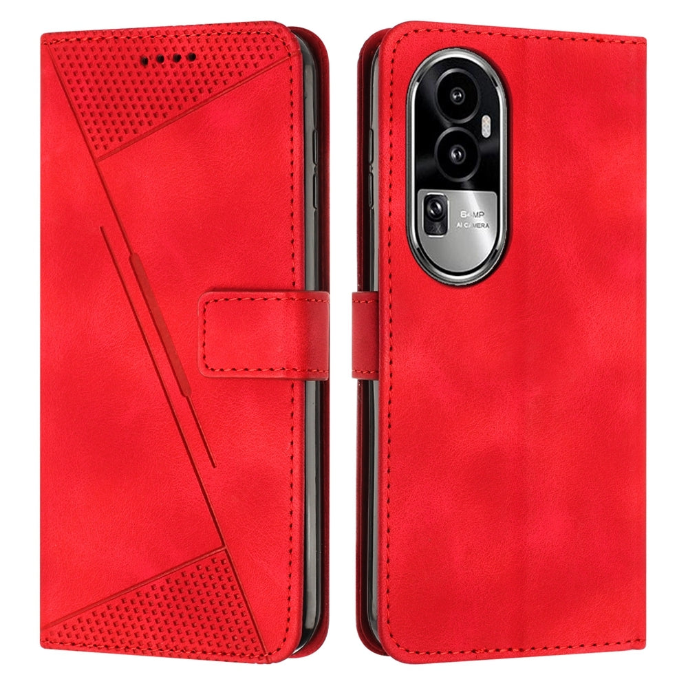 OPPO Reno10 Pro+ Dream Triangle Leather Wallet Phone Case with Lanyard, Card Slot, Cash Compartment, Foldable Kickstand, Shockproof PU TPU Protective Cover