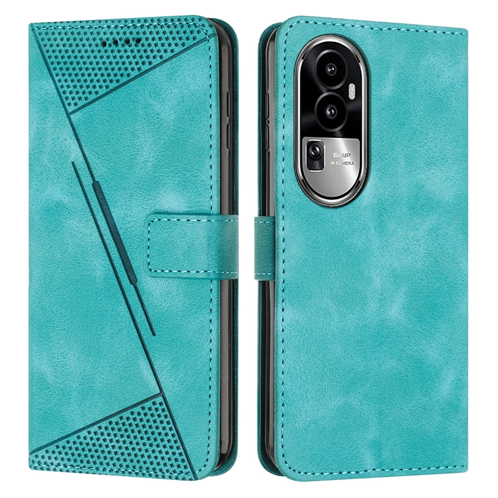 OPPO Reno10 Pro+ Dream Triangle Leather Wallet Phone Case with Lanyard, Card Slot, Cash Compartment, Foldable Kickstand, Shockproof PU TPU Protective Cover