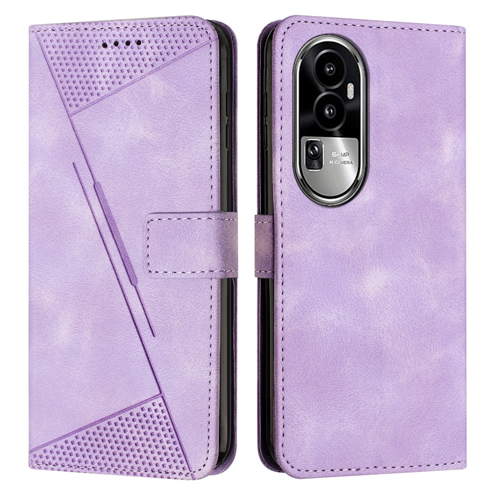 OPPO Reno10 Pro+ Dream Triangle Leather Wallet Phone Case with Lanyard, Card Slot, Cash Compartment, Foldable Kickstand, Shockproof PU TPU Protective Cover