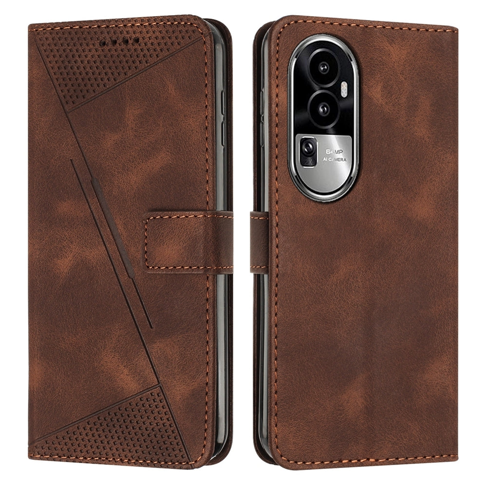 OPPO Reno10 Pro+ Dream Triangle Leather Wallet Phone Case with Lanyard, Card Slot, Cash Compartment, Foldable Kickstand, Shockproof PU TPU Protective Cover