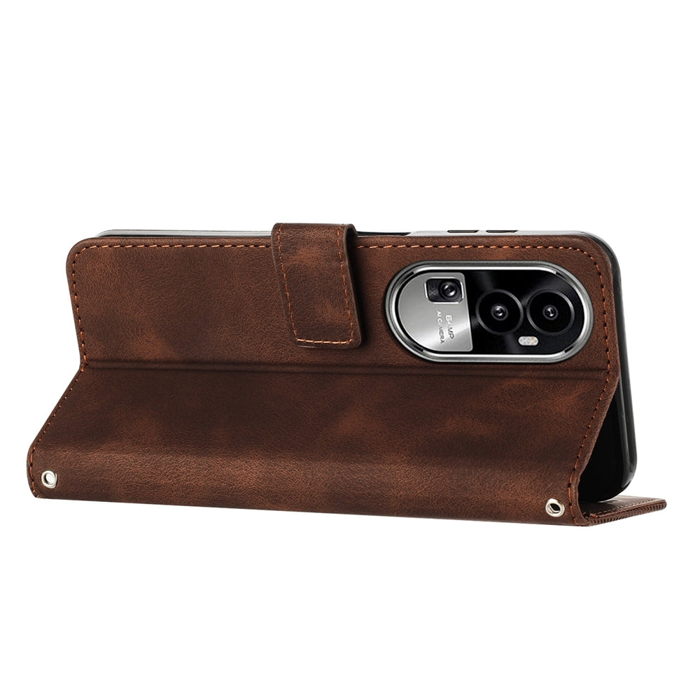 OPPO Reno10 Pro+ Dream Triangle Leather Wallet Phone Case with Lanyard, Card Slot, Cash Compartment, Foldable Kickstand, Shockproof PU TPU Protective Cover