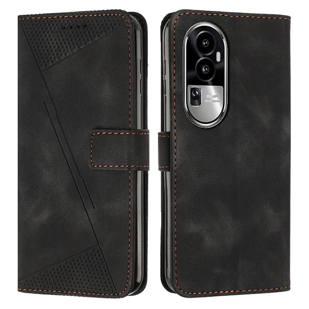 OPPO Reno10 Pro+ Dream Triangle Leather Wallet Phone Case with Lanyard, Card Slot, Cash Compartment, Foldable Kickstand, Shockproof PU TPU Protective Cover