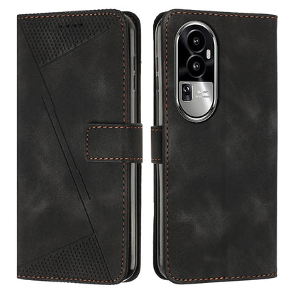 OPPO Reno10 Pro+ Dream Triangle Leather Wallet Phone Case with Lanyard, Card Slot, Cash Compartment, Foldable Kickstand, Shockproof PU TPU Protective Cover