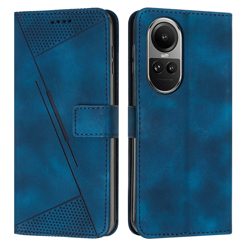 OPPO Reno10 Pro 5G Dream Triangle Leather Wallet Phone Case with Lanyard, Card Slot, Cash Compartment, Foldable Kickstand, Shockproof PU TPU Protective Cover
