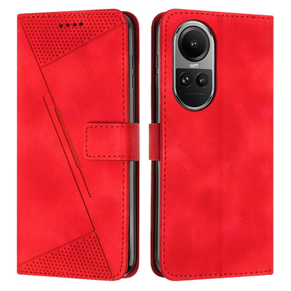 OPPO Reno10 5G Dream Triangle Leather Wallet Phone Case with Lanyard, Card Slot, Cash Compartment, Foldable Kickstand, Shockproof PU TPU Protective Cover