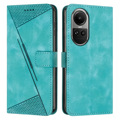 OPPO Reno10 5G Dream Triangle Leather Wallet Phone Case with Lanyard, Card Slot, Cash Compartment, Foldable Kickstand, Shockproof PU TPU Protective Cover