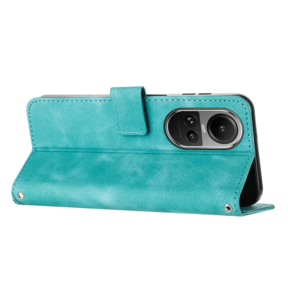 OPPO Reno10 Pro 5G Dream Triangle Leather Wallet Phone Case with Lanyard, Card Slot, Cash Compartment, Foldable Kickstand, Shockproof PU TPU Protective Cover