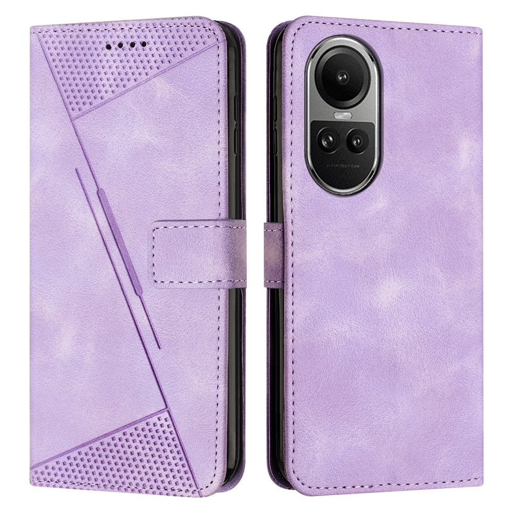 OPPO Reno10 Pro 5G Dream Triangle Leather Wallet Phone Case with Lanyard, Card Slot, Cash Compartment, Foldable Kickstand, Shockproof PU TPU Protective Cover