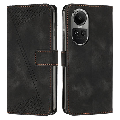 OPPO Reno10 Pro 5G Dream Triangle Leather Wallet Phone Case with Lanyard, Card Slot, Cash Compartment, Foldable Kickstand, Shockproof PU TPU Protective Cover