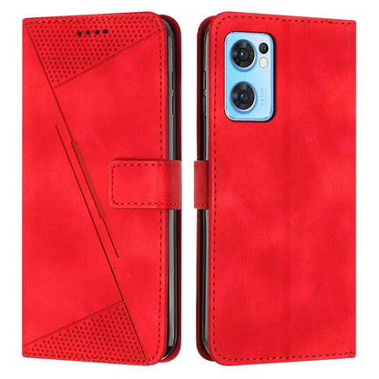 OPPO Reno7 5G Dream Triangle Leather Wallet Phone Case with Lanyard, Card Slot, Cash Compartment, Foldable Kickstand, Shockproof PU TPU Protective Cover